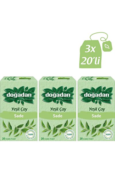 Doğadan شاي أخضر عادي 20 قطعة × 3 قطع