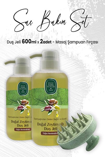 Eyüp Sabri Tuncer Zeytinyağlı Yağlı Duş Jeli 600 ml x 2 Adet ve Masaj Şampuan...