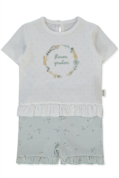 Bebetto طقم بيجامة شورتات إنترلوك مكون من قطعتين (فلور جاردن) لون نعناعي