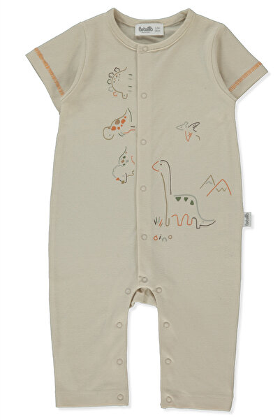 Bebetto Pi̇ke Jumpsuit Without Booties (Dino) Beige