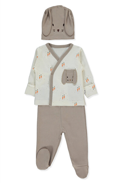 Bebetto طقم إنترلوك زيبين 3 قطع (جزرة صغيرة) بني