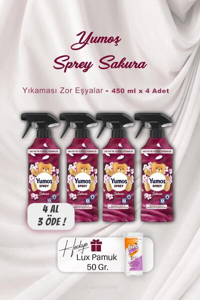 Yumoş 4 AL 3 ÖDE Sprey Sakura 450 ml, Pamuk Hediyeli
