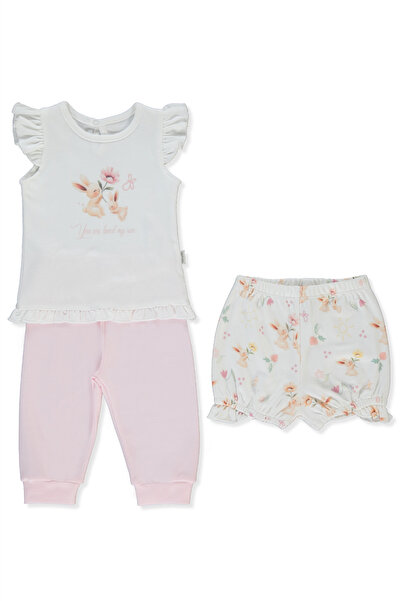 Bebetto طقم بيجامة إنترلوك بدون جوارب 3 قطع (ماي صن) وردي