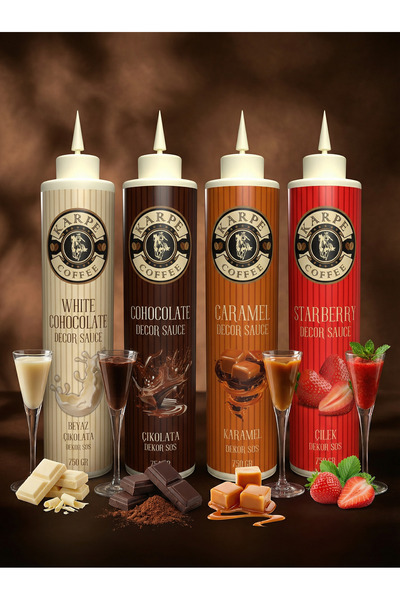 KARPE COFFEE ÇİKOLATA-KARAMEL-ÇİLEK-B. ÇİKO. 4'LÜ Dekor Sos 750gr (CHOCOLATE-...