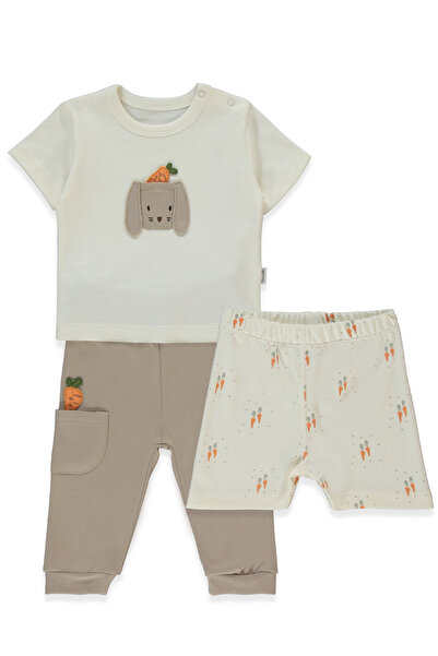 Bebetto طقم بيجامة إنترلوك بدون جوارب 3 قطع (بيبي كاروت) بني