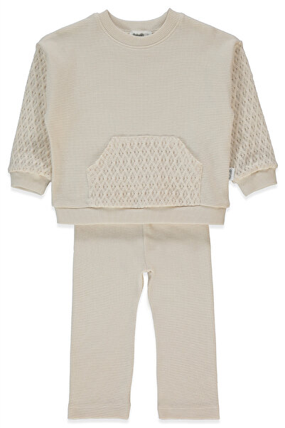 Bebetto Waffle Sweat 2-Piece Set (Lacy Girl) Beige
