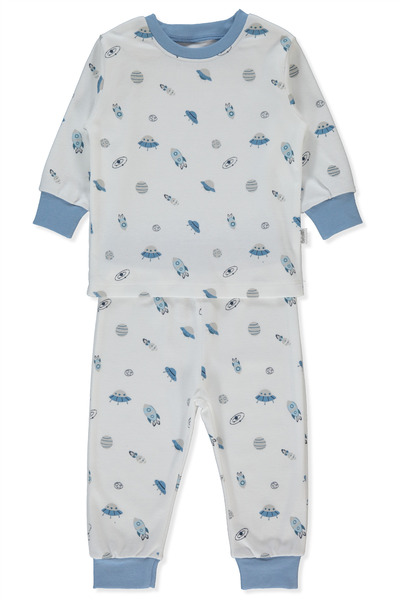 Bebetto طقم بيجامة إنترلوك بدون جوارب مكون من قطعتين (بيجامات سويت/26) لون نيلي