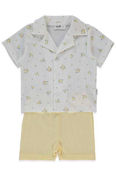 Bebetto طقم بيجامة قصير مزين بالدانتيل مكون من قطعتين (بيجامات حلوة/26) أصفر