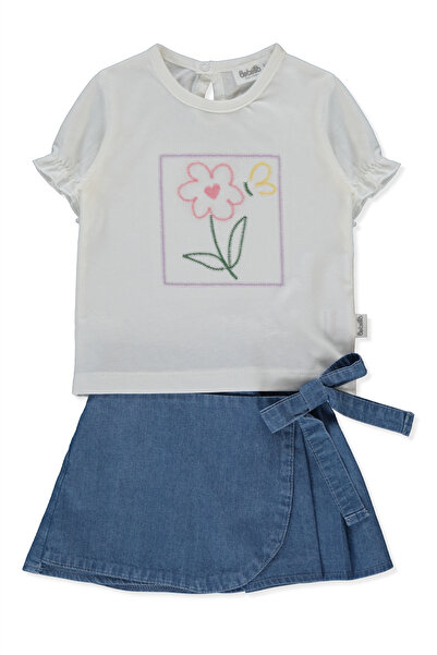 Bebetto TENCEL ŞORT ETEK 2Lİ TAKIM (FLOWER GIRL) MAVİ