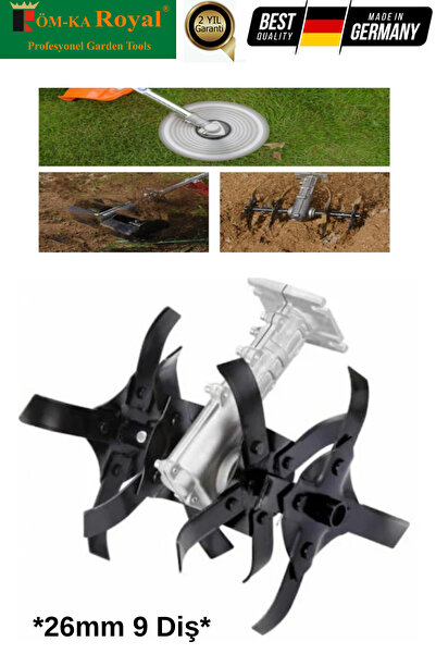 Royal Benzinli Tırpan 1 Adet Toprak Çapalama Aparatı 26MM 9 Diş Motorlu Tırpa...