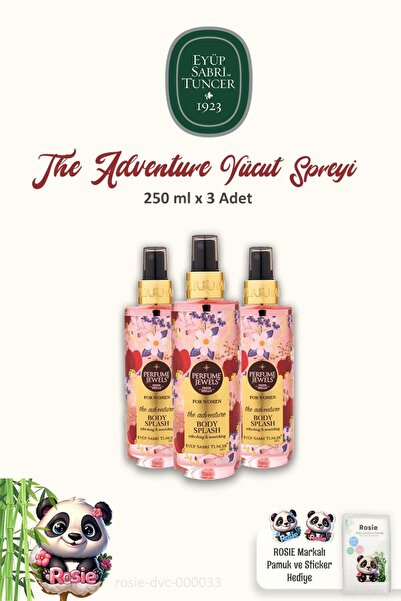 Eyüp Sabri Tuncer 3'lü Body Splash The Adventure 250 ml ve %100 Pamuk ROSIE 6...