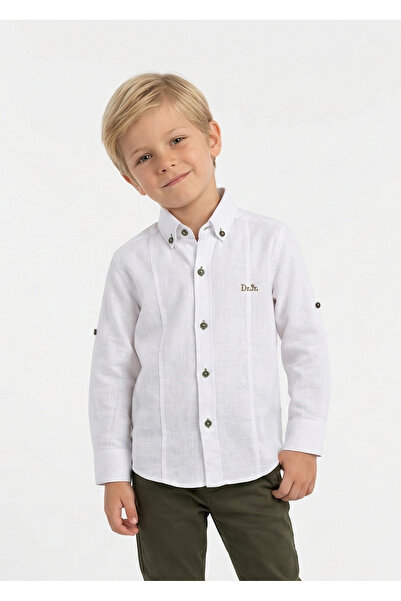 Doctor junior Boy's Regular Khaki White Shirt with Button Detail