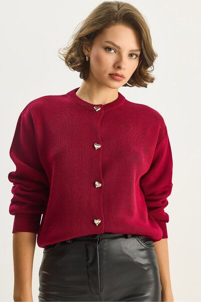 Hiccup LUCCI Thick Ribbed Knit Cardigan with Button Closure