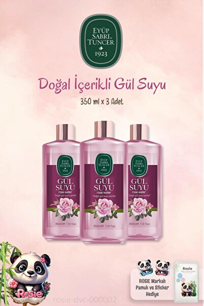 Eyüp Sabri Tuncer 3 Adet Eyüp Sabri Tuncer Gül Suyu 350 ML ve %100 Doğal ROSI...