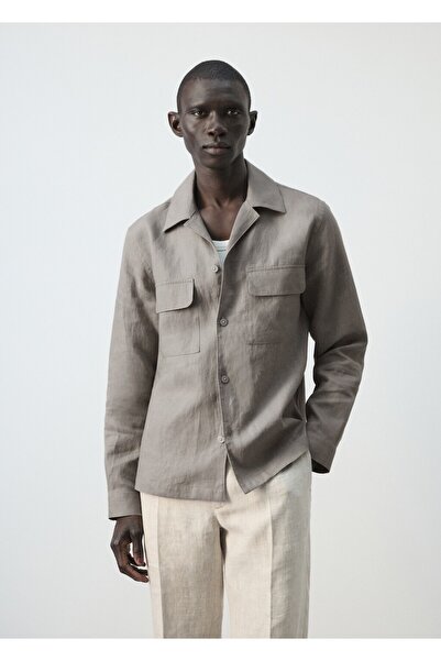 MANGO Man %100 keten bowling yaka sobrecamisa