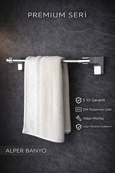 Alper Banyo Premium Krom F1 Model Uzun Havlu Askısı 40 Cm | Paslanmaz Çelik |...