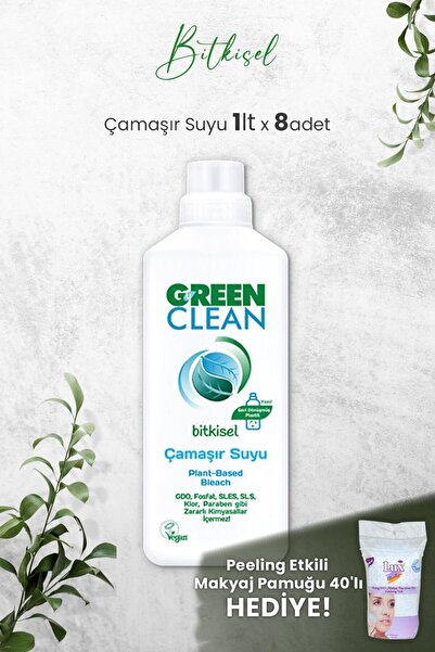 Green Clean Bitkisel Çamaşır Suyu 1 L x 8 Adet ve Hediyeli