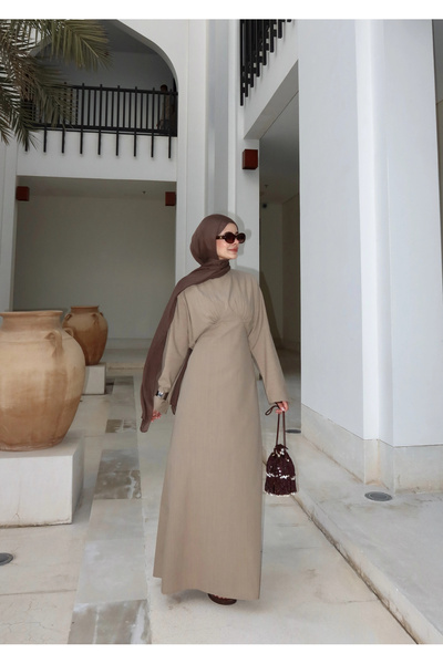 MODA AKSA 2363 BEL DTY KETEN ELBİSE VİZYON