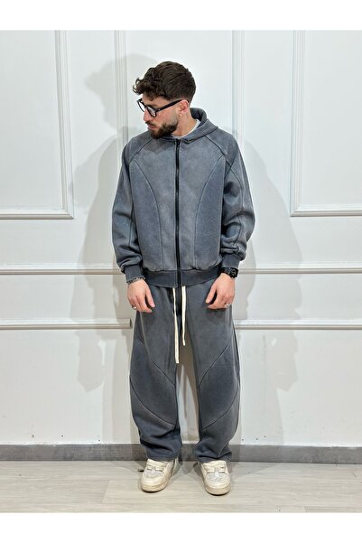 Urban Collection Urbancollection pre-washed grey Cotton tracksuit