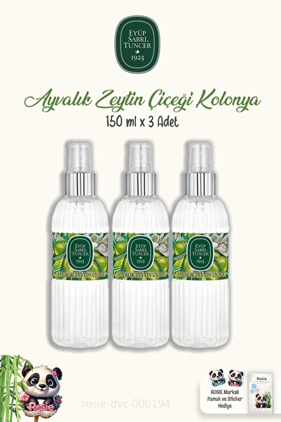 Eyüp Sabri Tuncer 3'lü Ayvalık Zeytin Çiçeği Kolonyası 150 ml ve ROSIE Pamuk