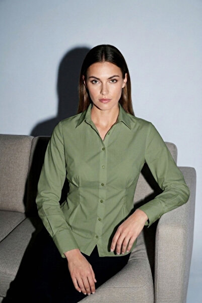 Şiir Alytus Slim Fit Battery Detail Wide Cuff Long Sleeve Buttoned Women's Sh...