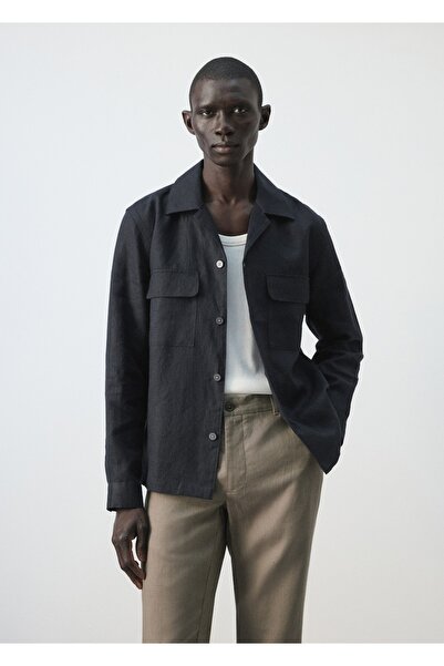 MANGO Man %100 keten bowling yaka sobrecamisa