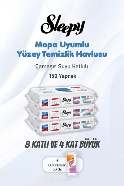 Sleepy 3 Paket Mopa Uyumlu Çamaşır Suyu Katkılı Havlusu Ve Rosie Pamuk