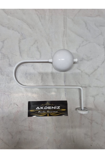 Akdeniz Perde Aksesuar Metal küre beyaz renk kol renso perde tutucu 1 adet