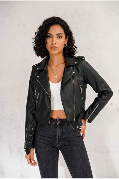 franky B سترة نسائية بتصميم نحيف مع تفاصيل سحاب على الأكمام