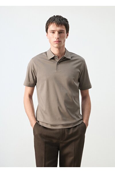 MANGO Man %100 pamuk ince triko polo gömlek