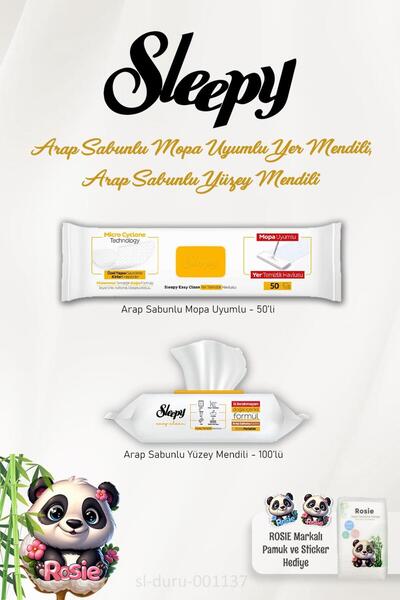 Sleepy Arap Sabunu Katkılı 4 XLarge Yer Temizlik Havlusu 50 Yaprak, Arap Sabu...