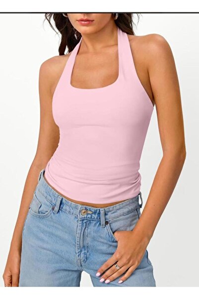 boutiquen Рожевий кроп-топ з коміром-хомутом