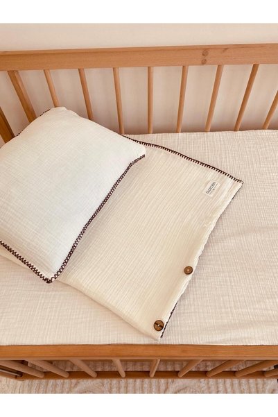GLOYDEN Baby Duvet Cover Set Muslin Ecru 70X120 - Muslin Elastic Sheet