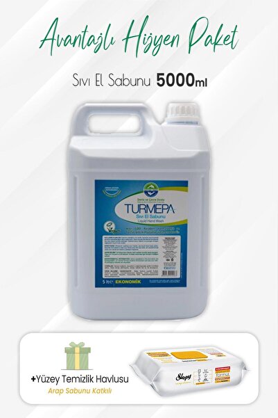 Turmepa Liquid Soap 5 Lt and Arabic Soap Surface Cleaner 100 Pcs.