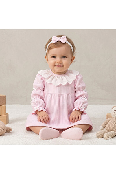 Minim Lace Collared 3-Bow Baby Dress - Holiday - Special Day - Casual