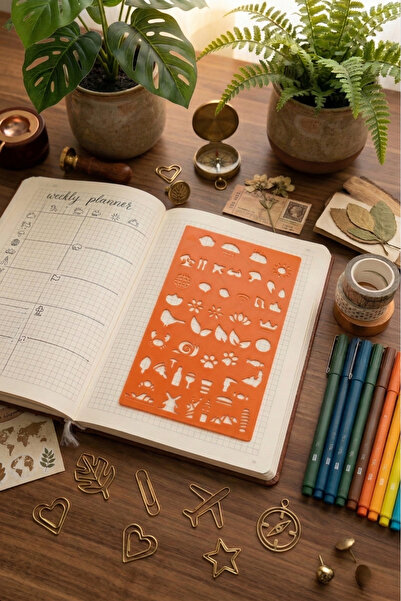 Karmelom Studio Riglă pentru șabloane pentru jurnal cu bile, cu simboluri Mon...