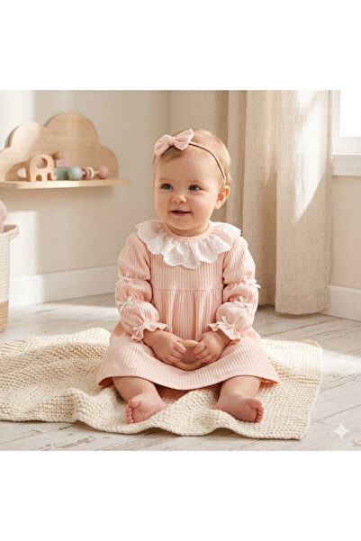 Minim Lace Collared 3-Bow Baby Dress - Holiday - Special Day - Casual