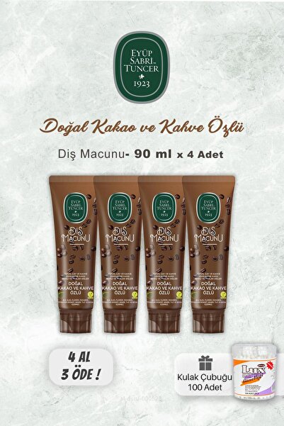 Eyüp Sabri Tuncer Diş Macunu 4 AL 3 ÖDE Kakao Özlü 90 ml ve Kulak Çubuğu