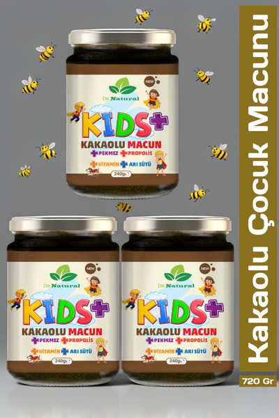 DRNATURAL 3 Kutu Kids Kakaolu Çocuk Macun 240 Gr. Pekmez - Propolis - Vitamin...