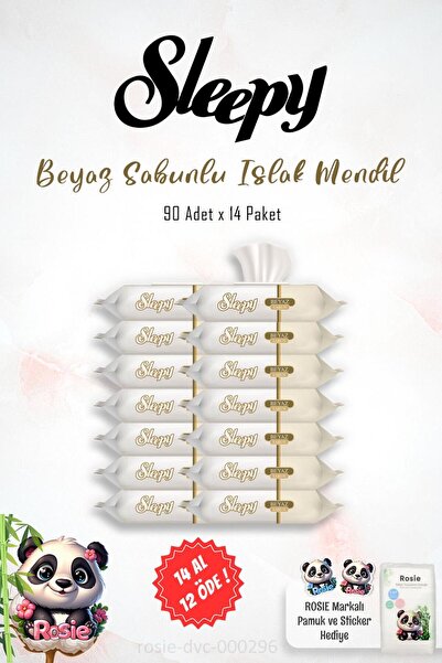 Sleepy 14 AL 12 ÖDE Sleepy Beyaz Sabun Kokulu Islak Havlu Mendil 90 Adet ve R...