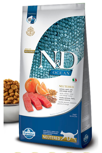N&D Az Tahıllı Okyanus Somon Balıklı Kısırlaştırılmış Kedi Maması 10 KG