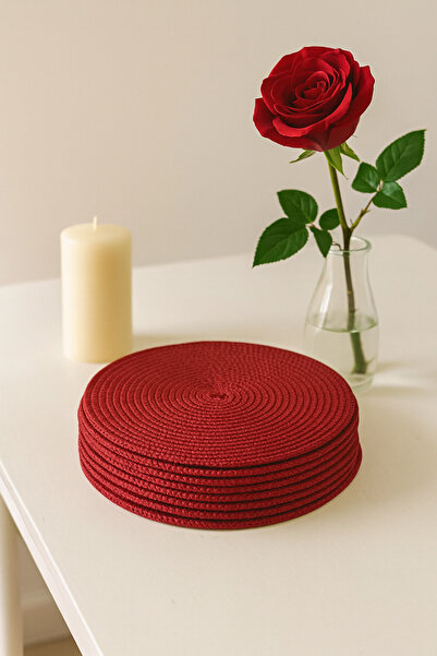 Genel Markalar Amerikan Servis KIRMIZI Runner 6 Adet Sunum Supla Çeyiz Takımı...