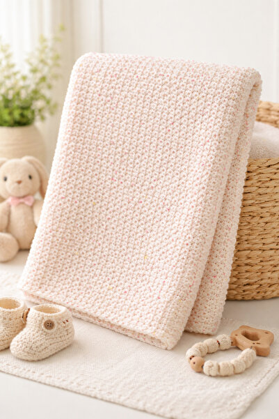 Hobi Kafe El Örgüsü 90cm*90cm Boyutlarında Bebek Battaniyesi