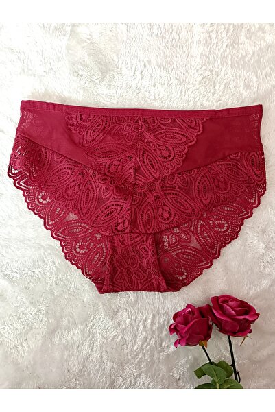 Papatya Etnik Desen Dantelli / Transparan Detaylı Kadın İç Giyim Külot ( Renk...