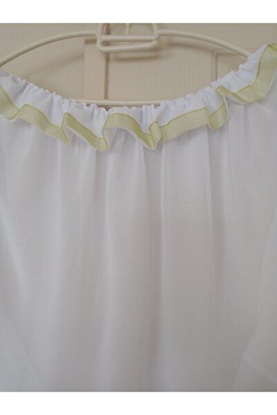 KobalBusiness قماش شبكي - شيفون أبيض متعدد الألوان مع تفاصيل شريط أورجانزا بل...