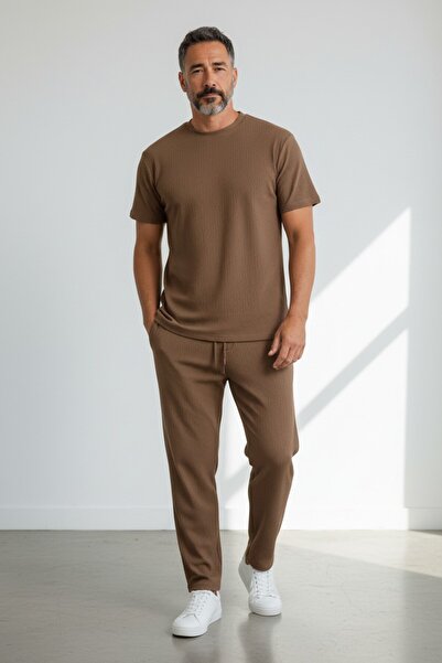 Altamira Ανδρικό Σετ Φούτερ σε Καφέ Στριφτή