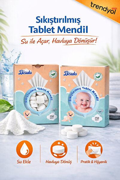 Bisula مناديل مضغوطة للتابلت 250 قطعة
