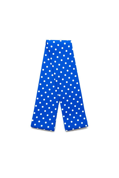 maia Cobalt Blue White Polka Dot Patterned Viscose Scarf – 100×7 cm – Elegant...