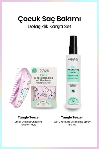 Tangle Teezer Kids Unicorn Çocuk Saç Açıcı Tarak + Kids Detangling Spray 150 ml
