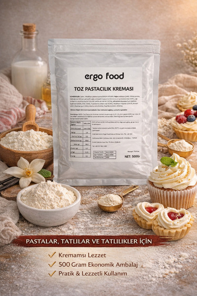 ergo food Toz Pastacılık Kreması Toz Krem Patiseri 500 Gr
